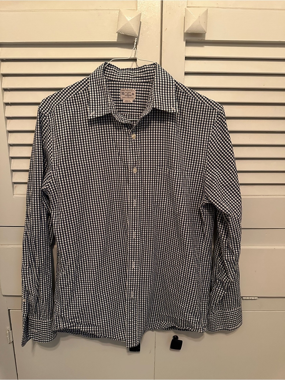 J. Crew Navy and White Gingham Button-Down Shirt